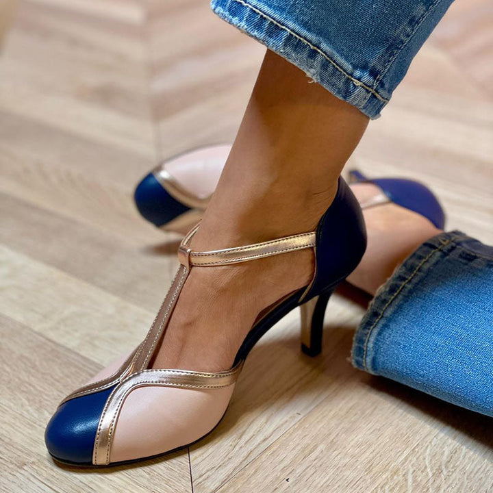 Alessia™ | Colourful and Comfortable T-Strap Heels with Round Toe