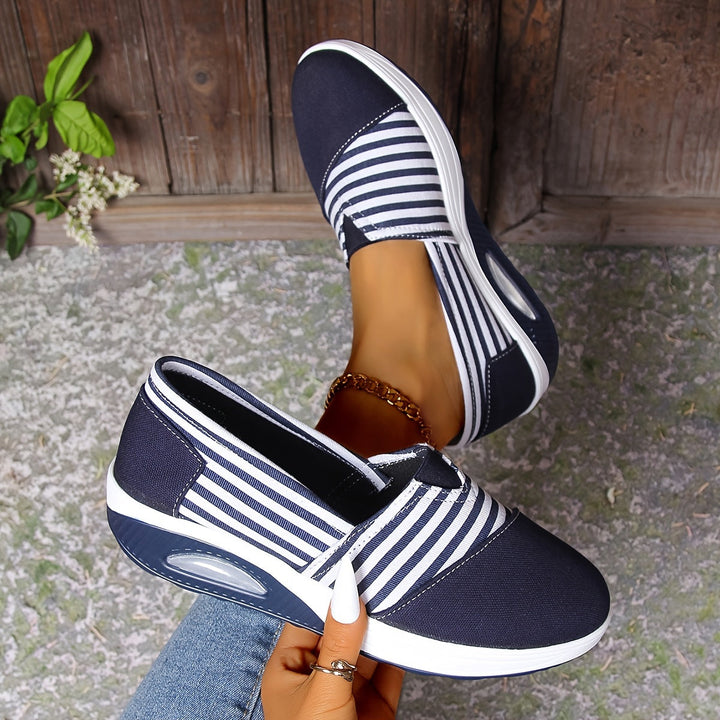 Millie I Comfortable Slip-On Orthopaedic Striped Trainers