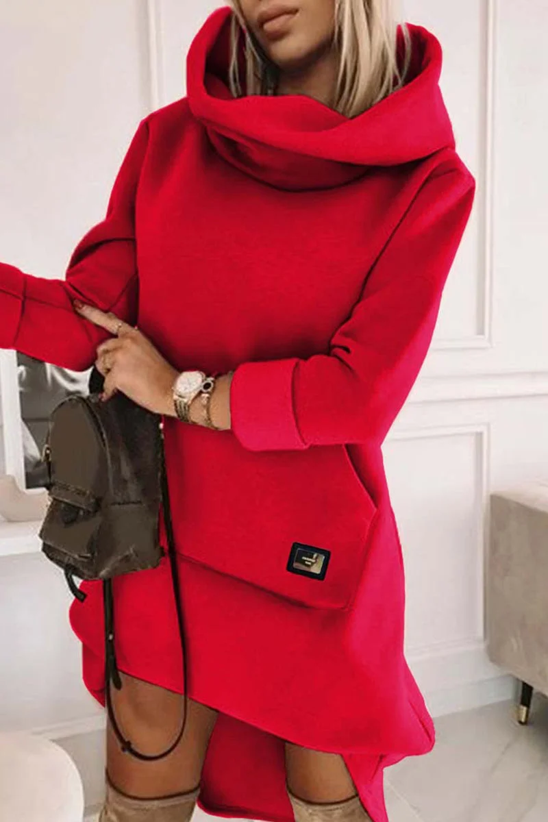 Stylish Dress with Patchwork and Cowl Neck