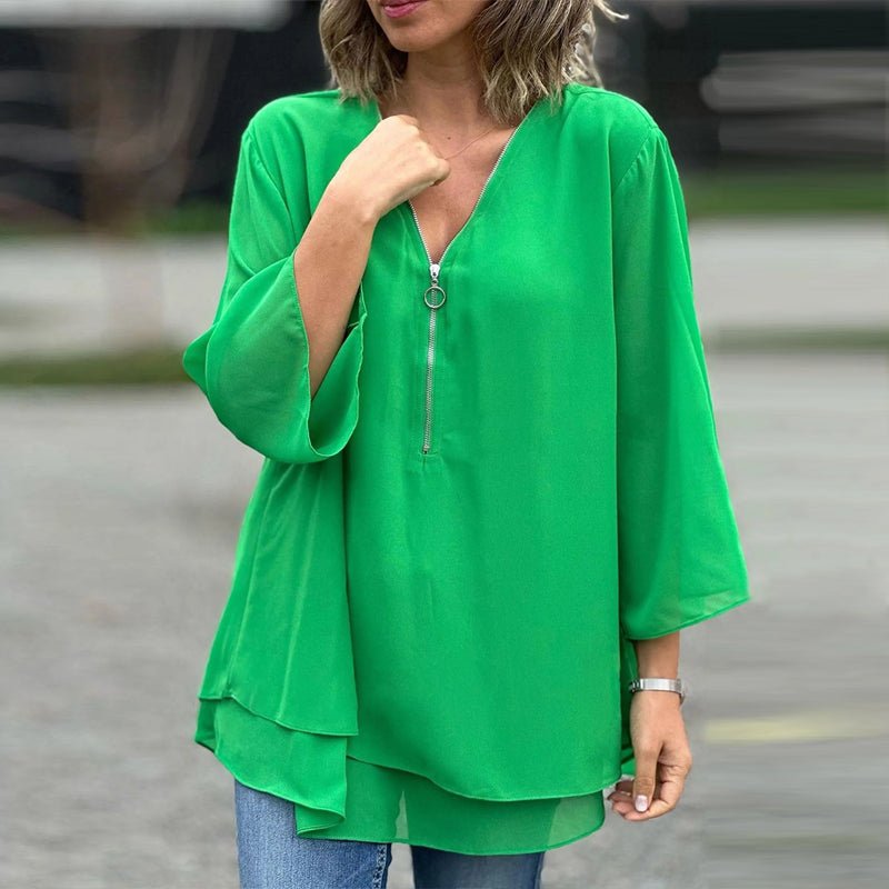 Lorelai™ | Women’s Chiffon Zipper Blouse