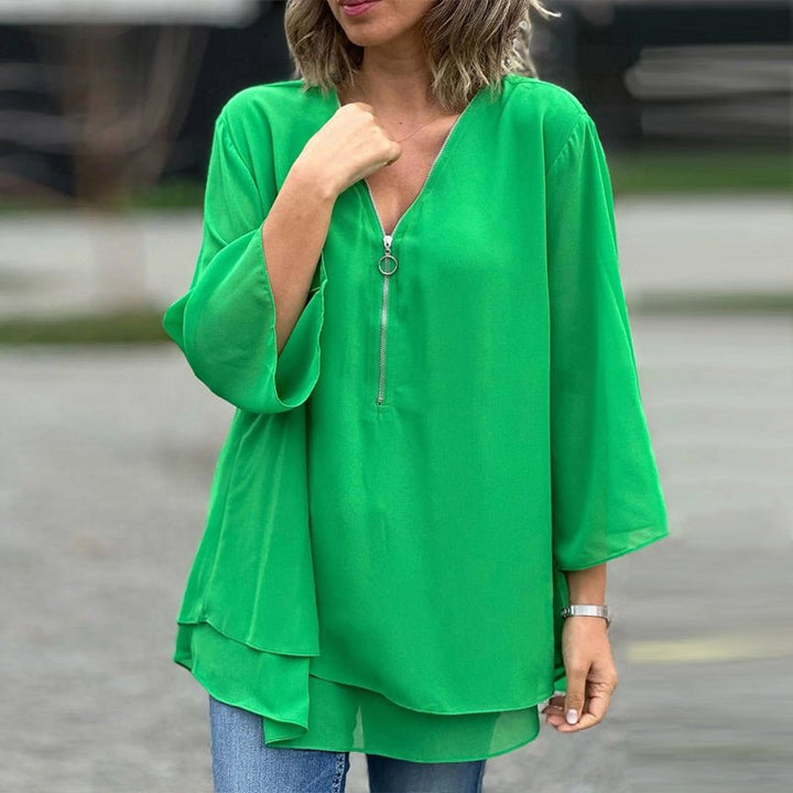Lorelai™ | Women’s Chiffon Zipper Blouse