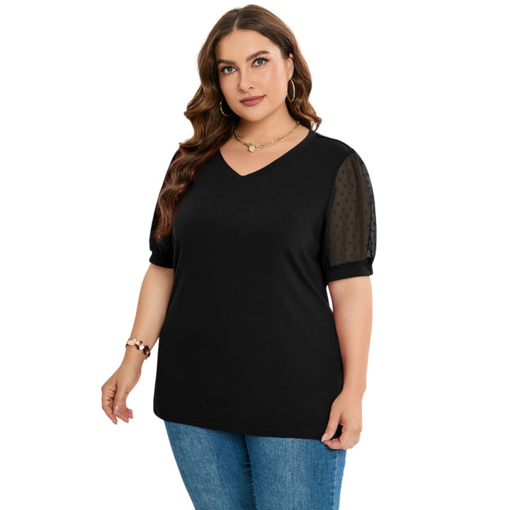 Aisha | Sheer Sleeve V-Neck Top