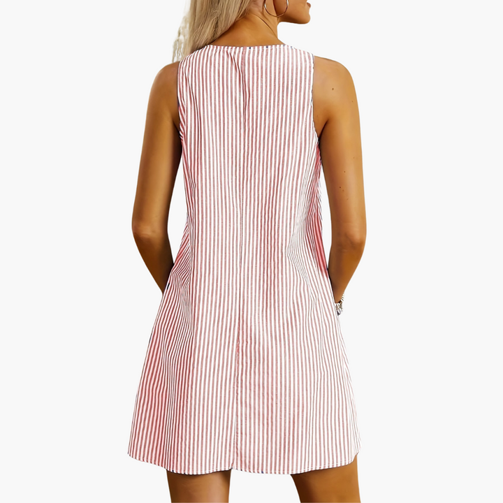 Natalie | Sleeveless Striped Pocket Dress