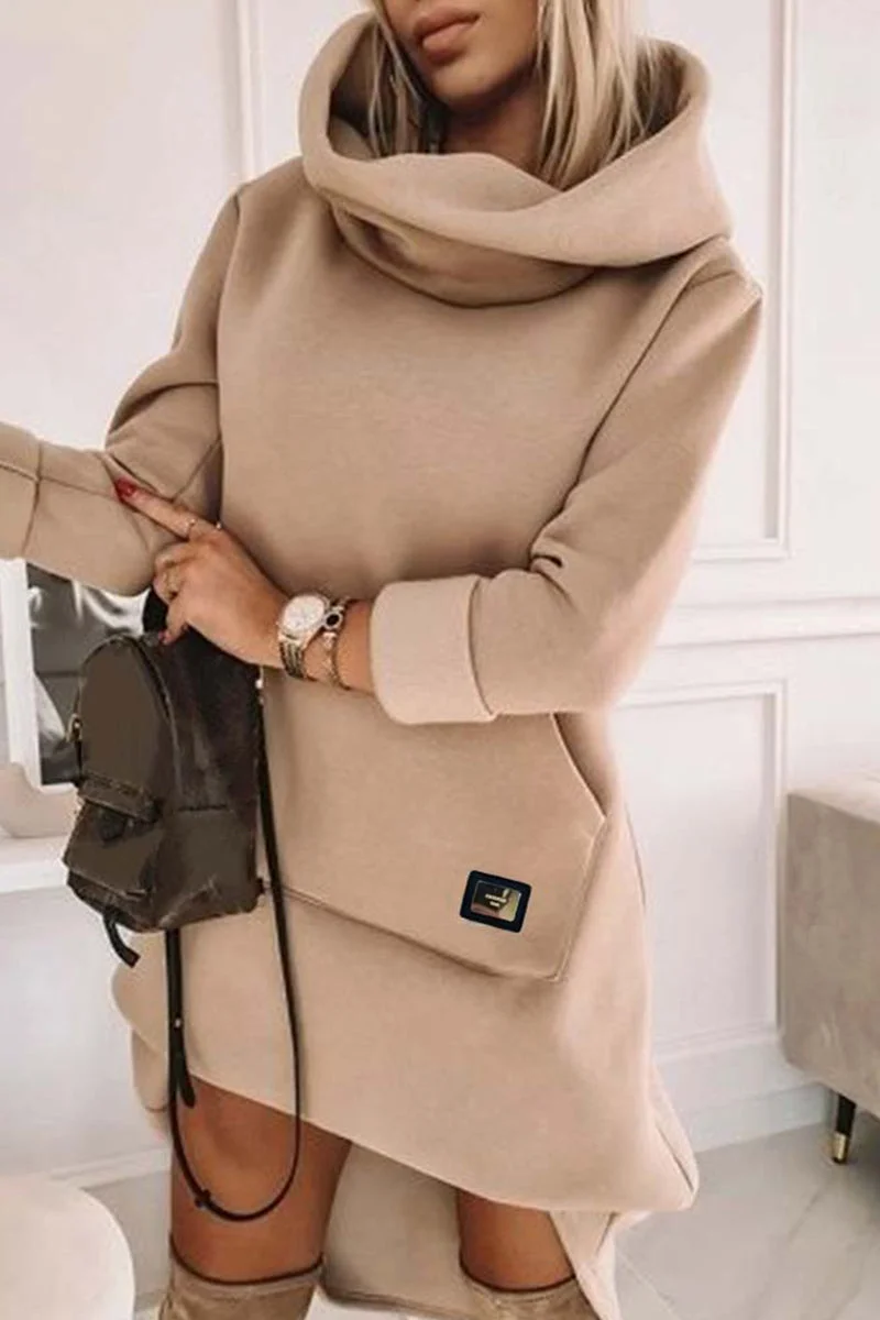 Stylish Dress with Patchwork and Cowl Neck