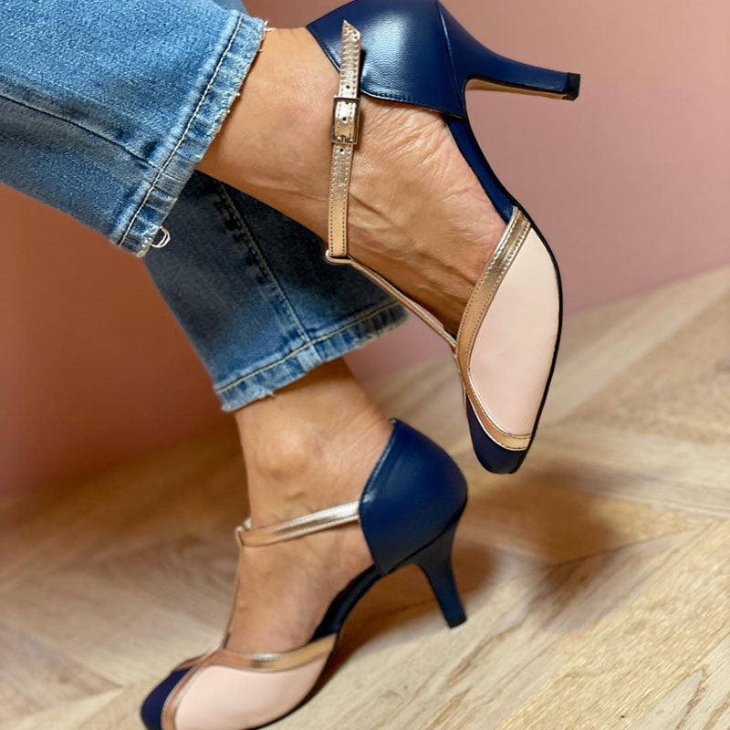 Alessia™ | Colourful and Comfortable T-Strap Heels with Round Toe
