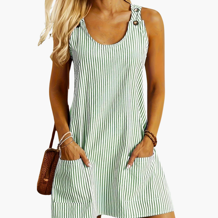Natalie | Sleeveless Striped Pocket Dress