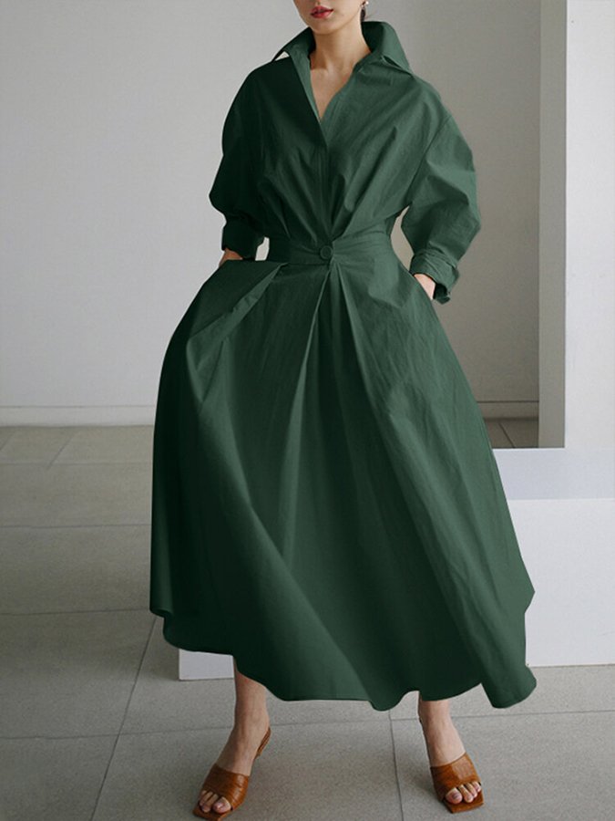 Megan - Elegant Button-Up Shirt Dress