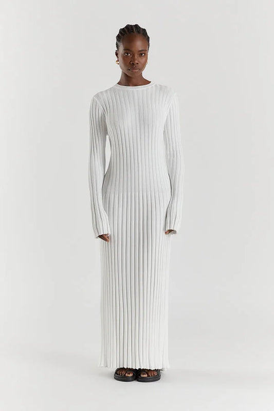 Elodie | Crew Neck Knit Midi Dress