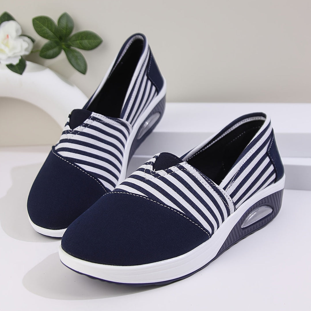 Millie I Comfortable Slip-On Orthopaedic Striped Trainers