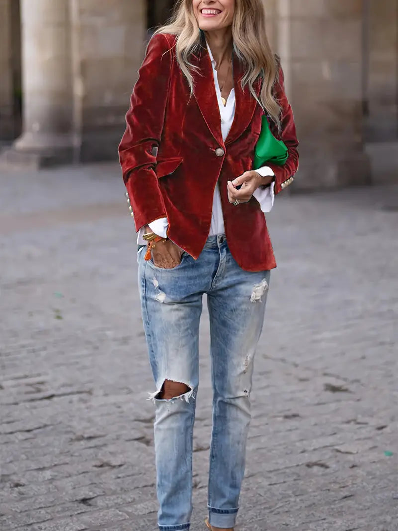 Violette I Tailored Blazer with Gold Buttons