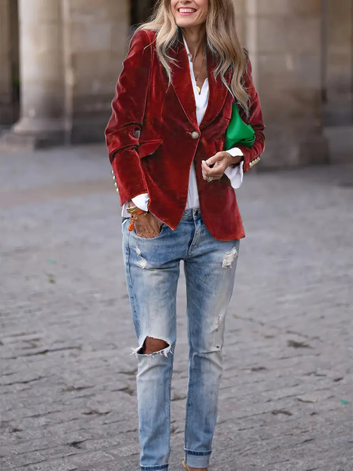 Violette I Tailored Blazer with Gold Buttons