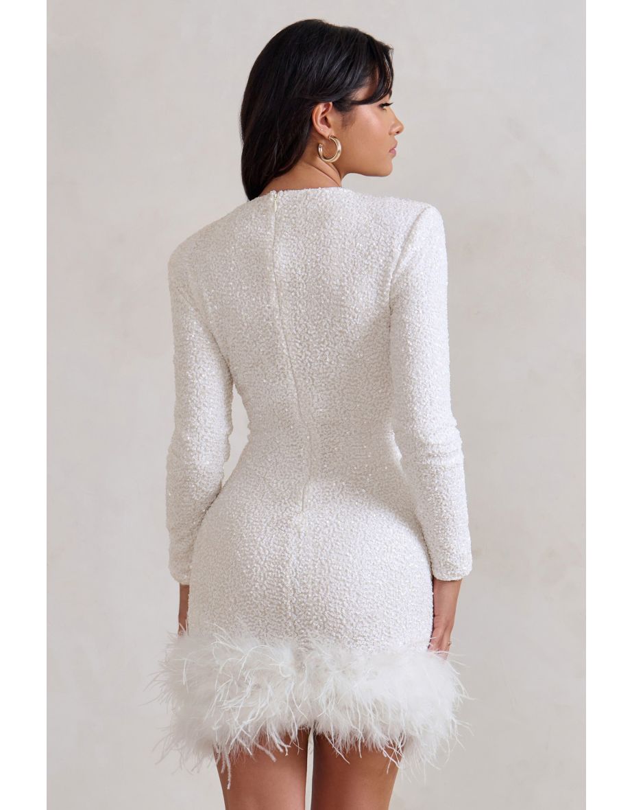 Amelia - Modern Sequins Feather Mini Dress