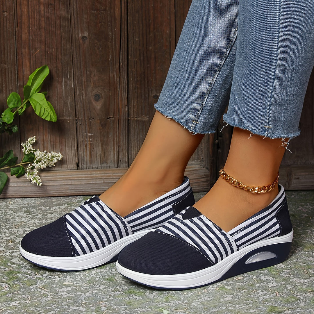 Millie I Comfortable Slip-On Orthopaedic Striped Trainers