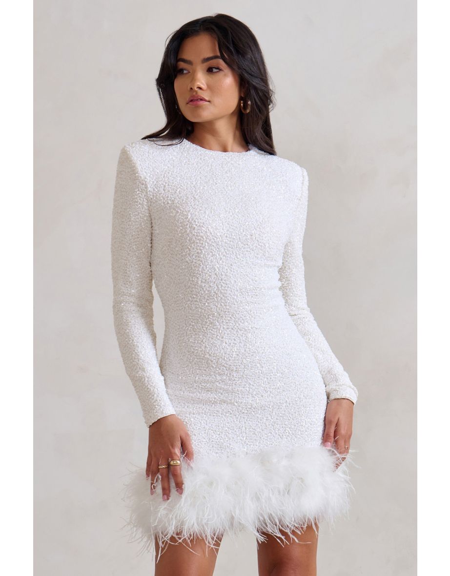 Amelia - Modern Sequins Feather Mini Dress