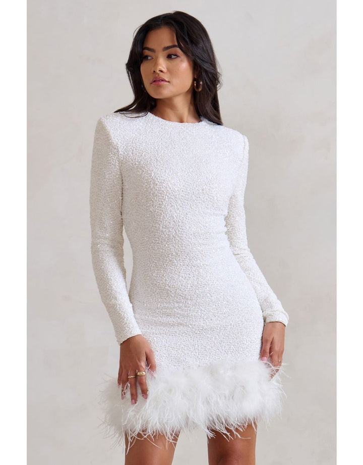 Amelia - Modern Sequins Feather Mini Dress