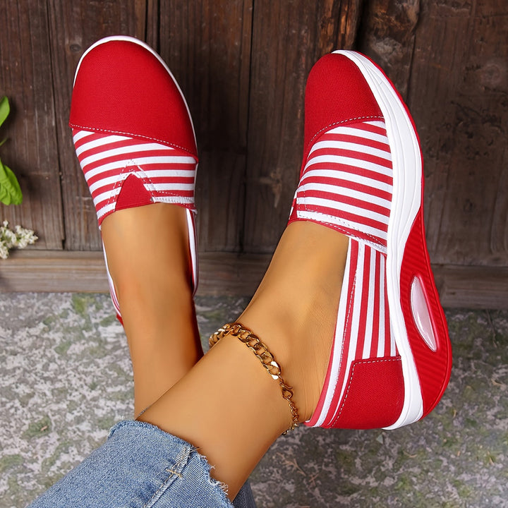 Millie I Comfortable Slip-On Orthopaedic Striped Trainers