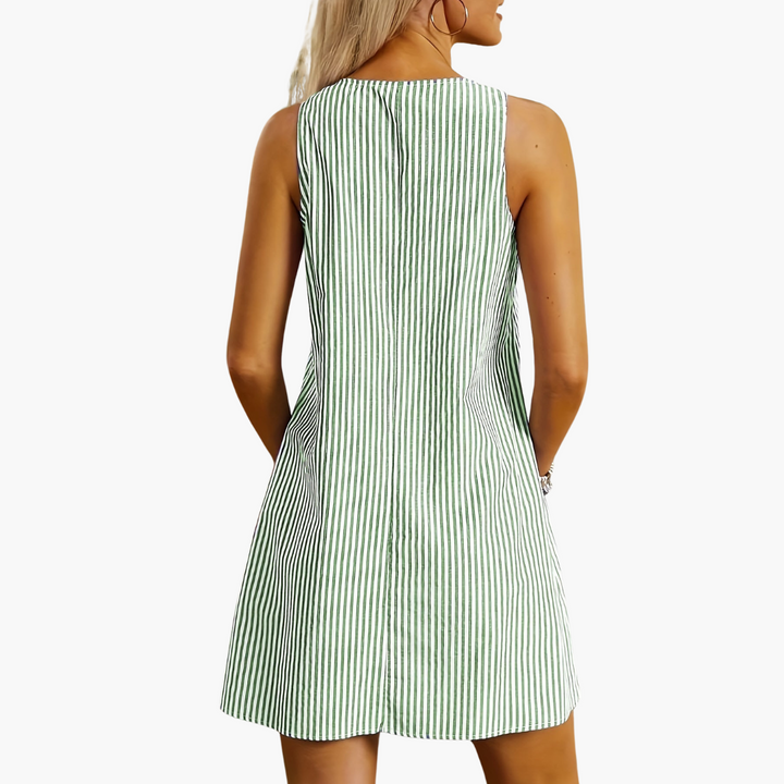 Natalie | Sleeveless Striped Pocket Dress