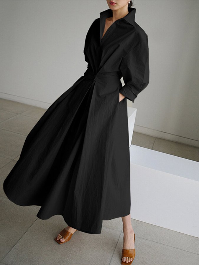 Megan - Elegant Button-Up Shirt Dress