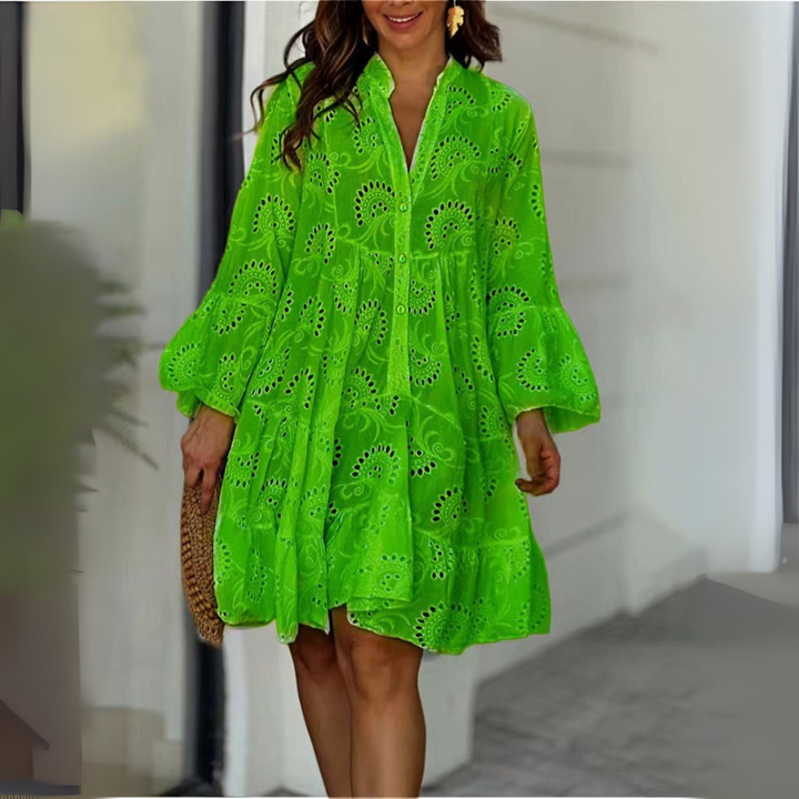 Cindy | Embroidered Tiered Mini Dress