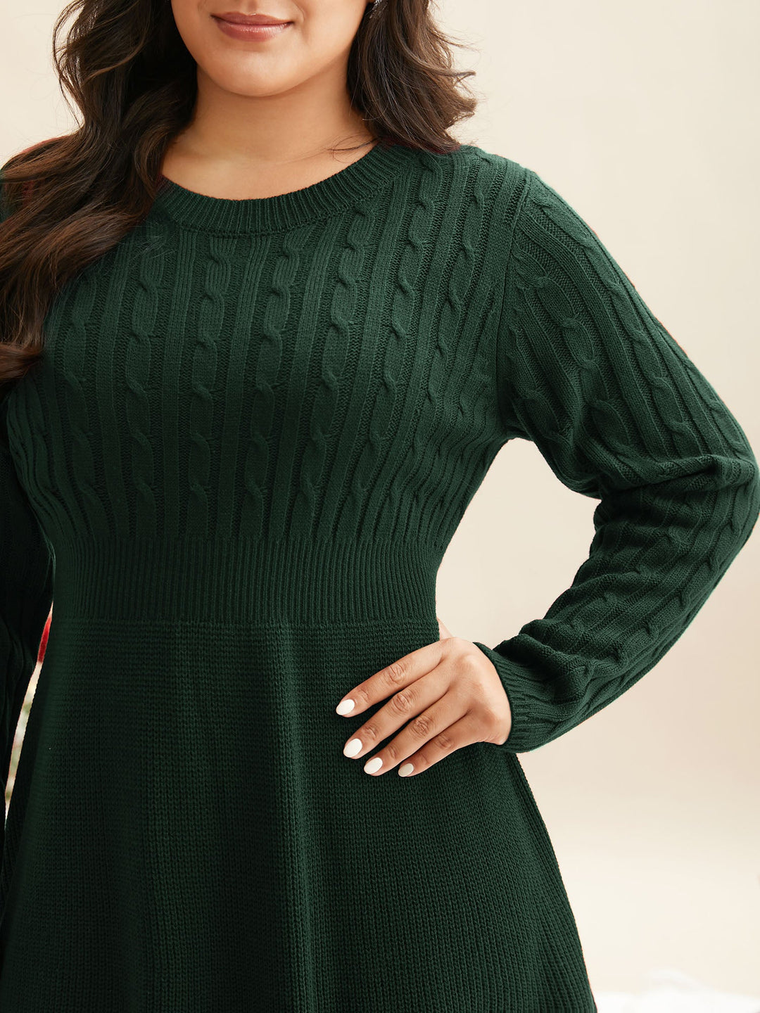 Miriam I Cable Knit Fit-and-Flare Midi Dress