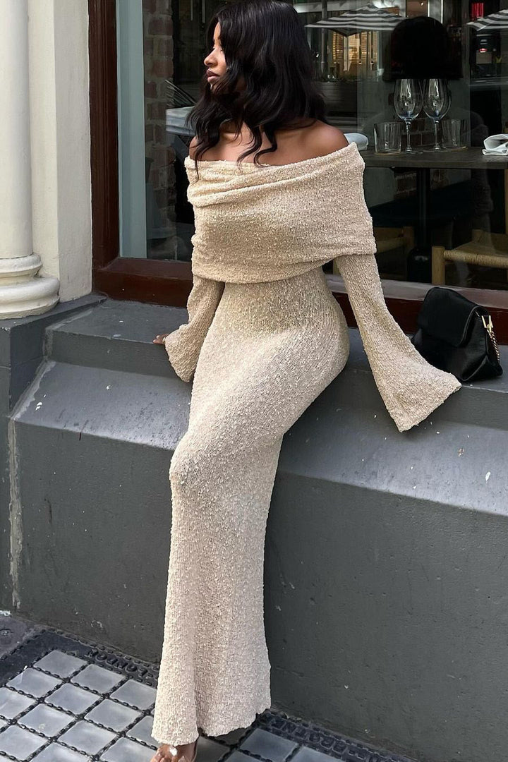 Lori I Wheat Knit Boucle Dress