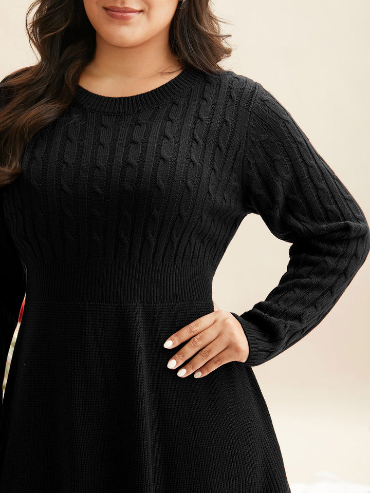 Miriam I Cable Knit Fit-and-Flare Midi Dress