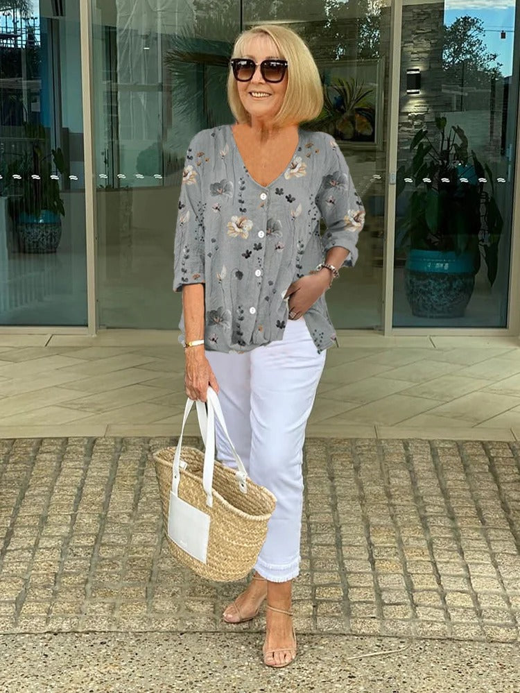 Elodie™ – Floral Blouse With Soft Drape