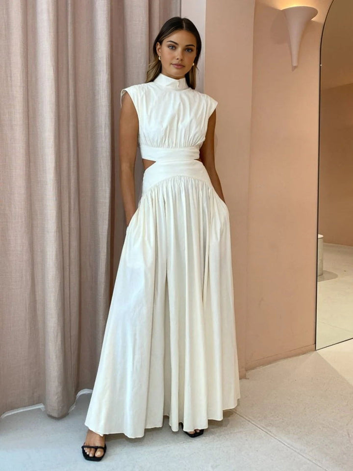 Lina I Mock Neck Cut Out Long Dress