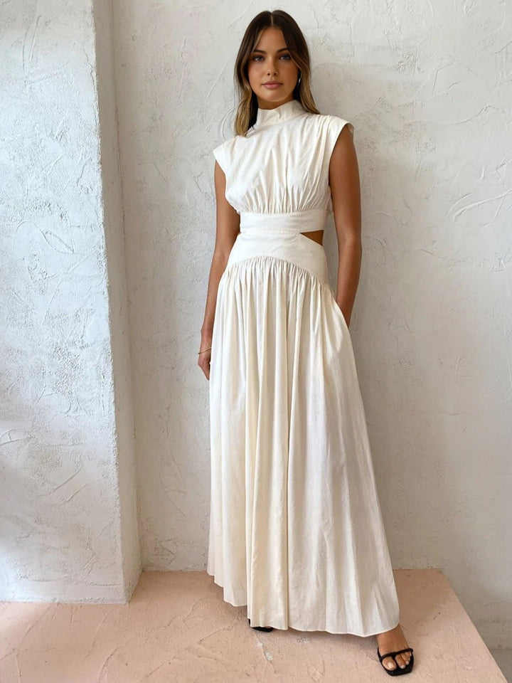 Lina I Mock Neck Cut Out Long Dress