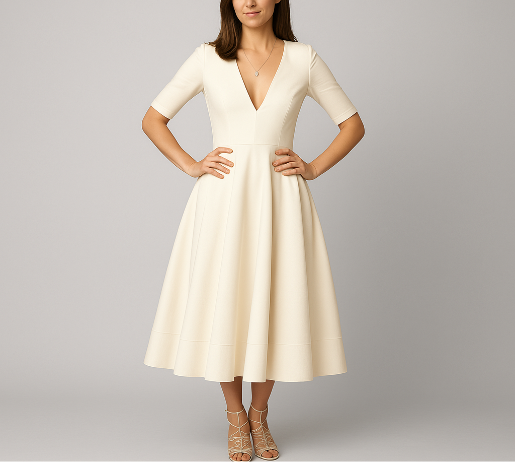 Lorena I Midi Dress with Half Sleeves