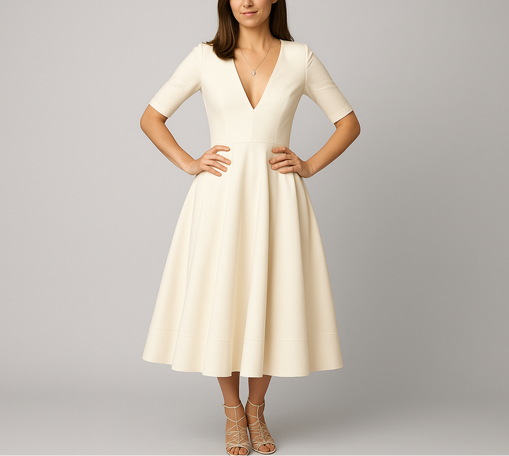 Lorena I Midi Dress with Half Sleeves