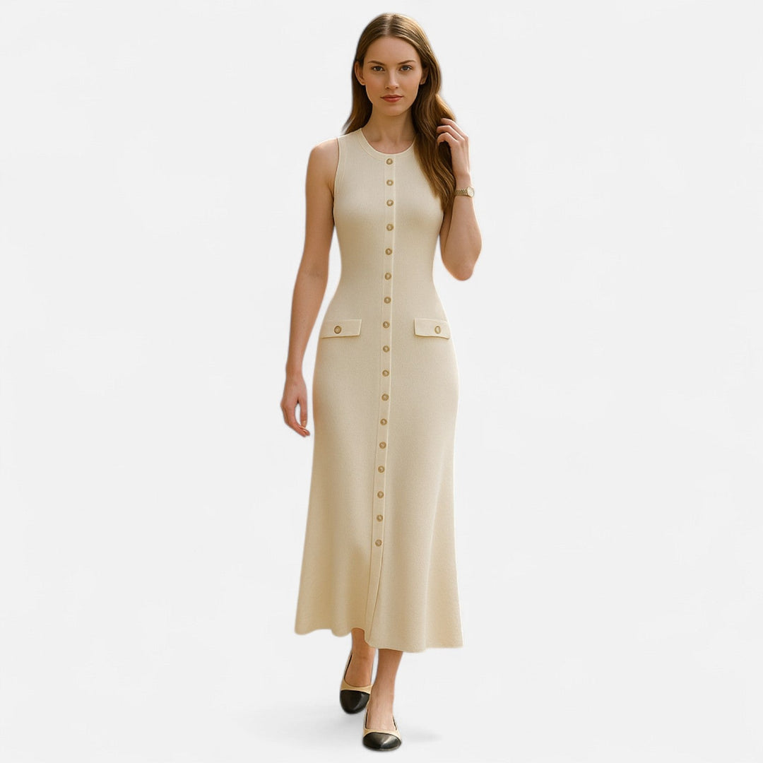 Maxim| Knitted Maxi Dress with Round Neck