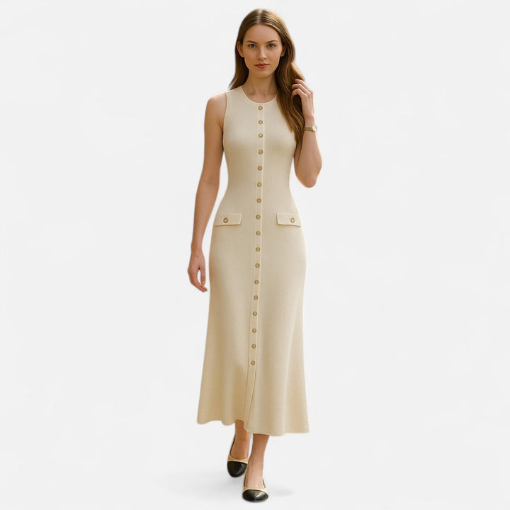 Maxim| Knitted Maxi Dress with Round Neck