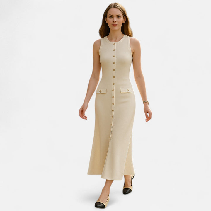 Maxim| Knitted Maxi Dress with Round Neck