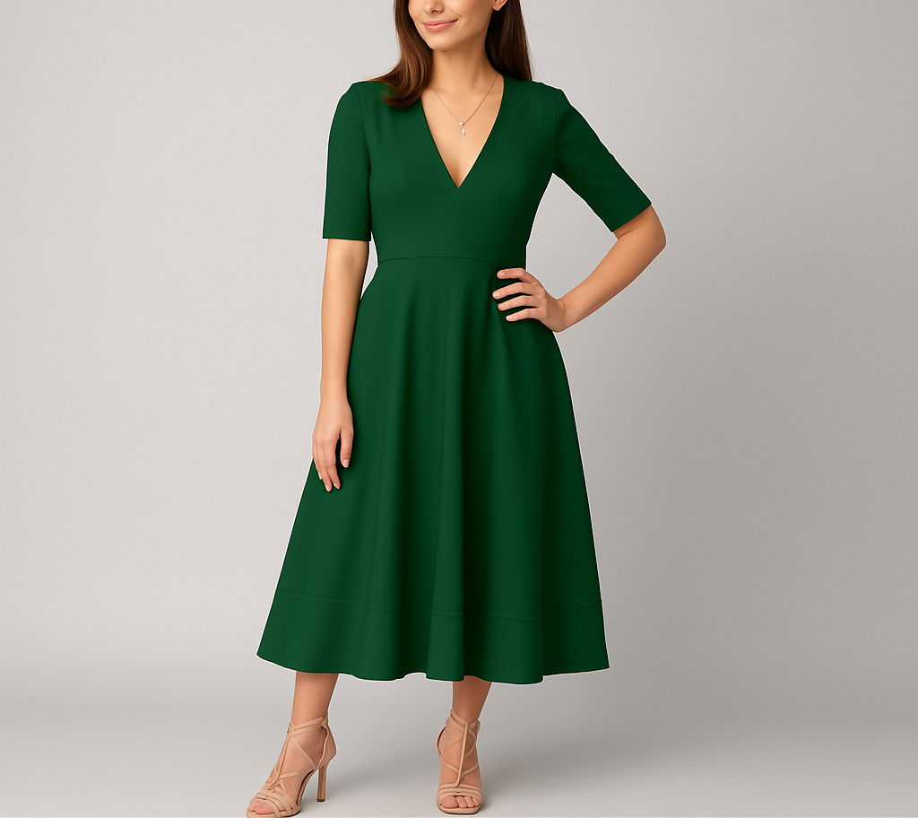 Lorena I Midi Dress with Half Sleeves