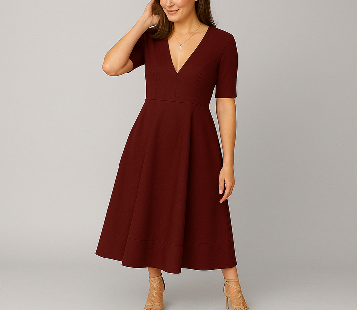 Lorena I Midi Dress with Half Sleeves