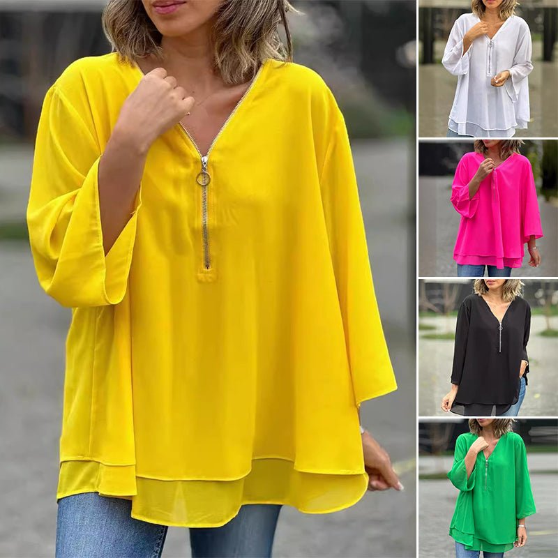 Lorelai™ | Women’s Chiffon Zipper Blouse