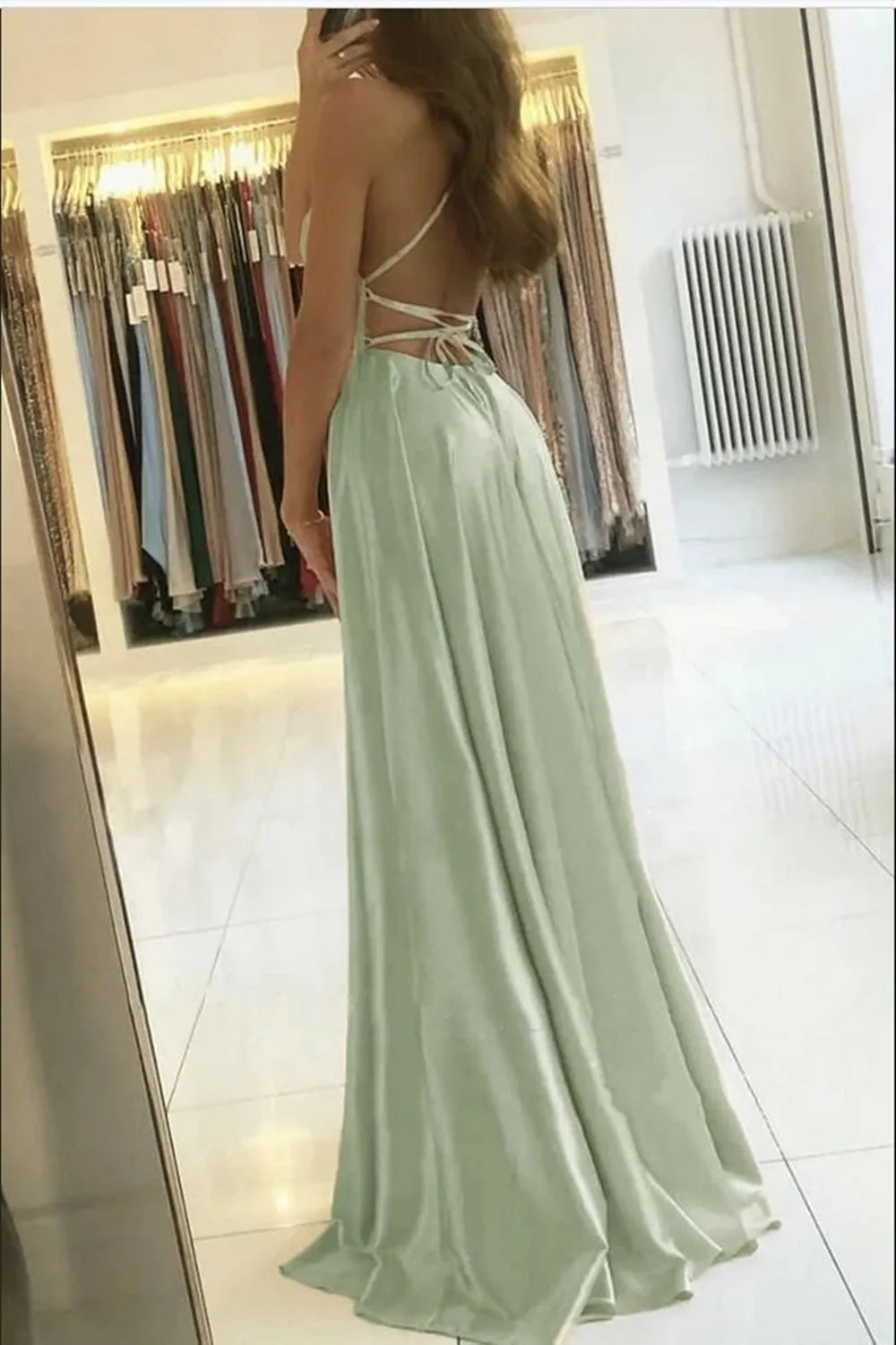 Elena | Dusty Rose Satin Prom Dress