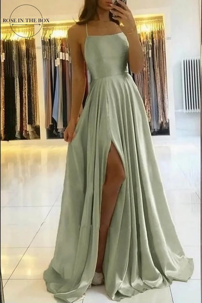 Elena | Dusty Rose Satin Prom Dress