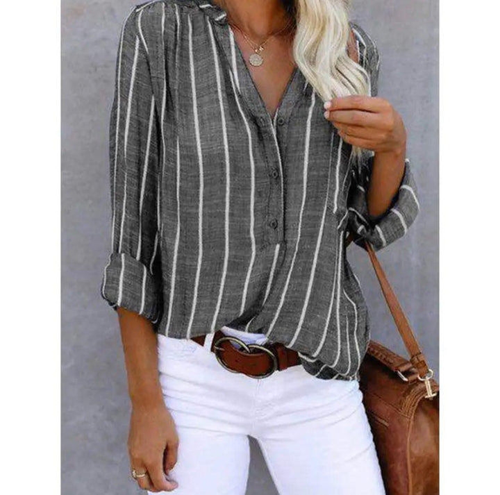 Brigitte™ | Elegant Striped Blouse