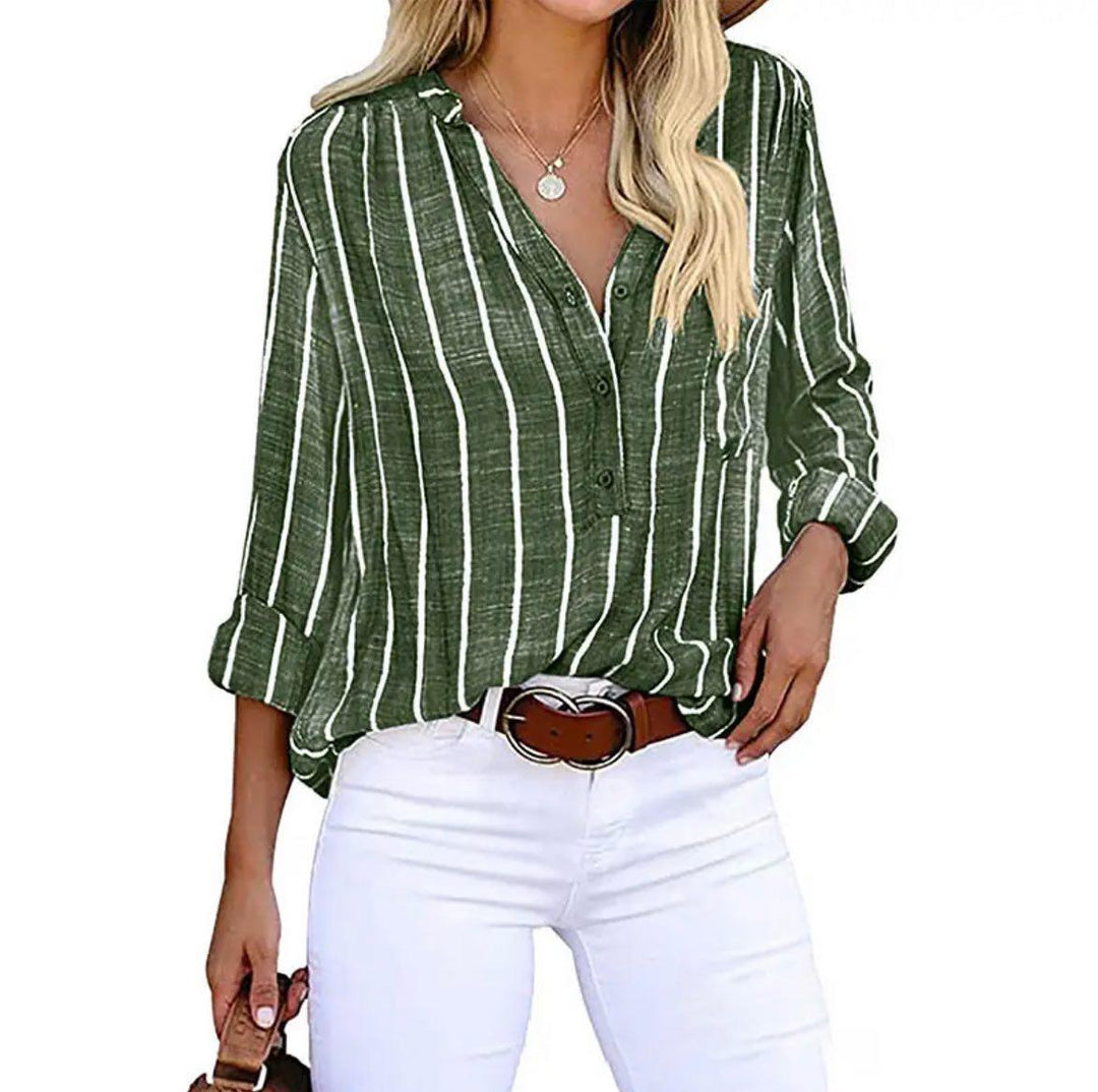 Brigitte™ | Elegant Striped Blouse