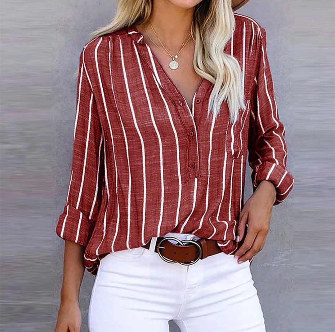 Brigitte™ | Elegant Striped Blouse