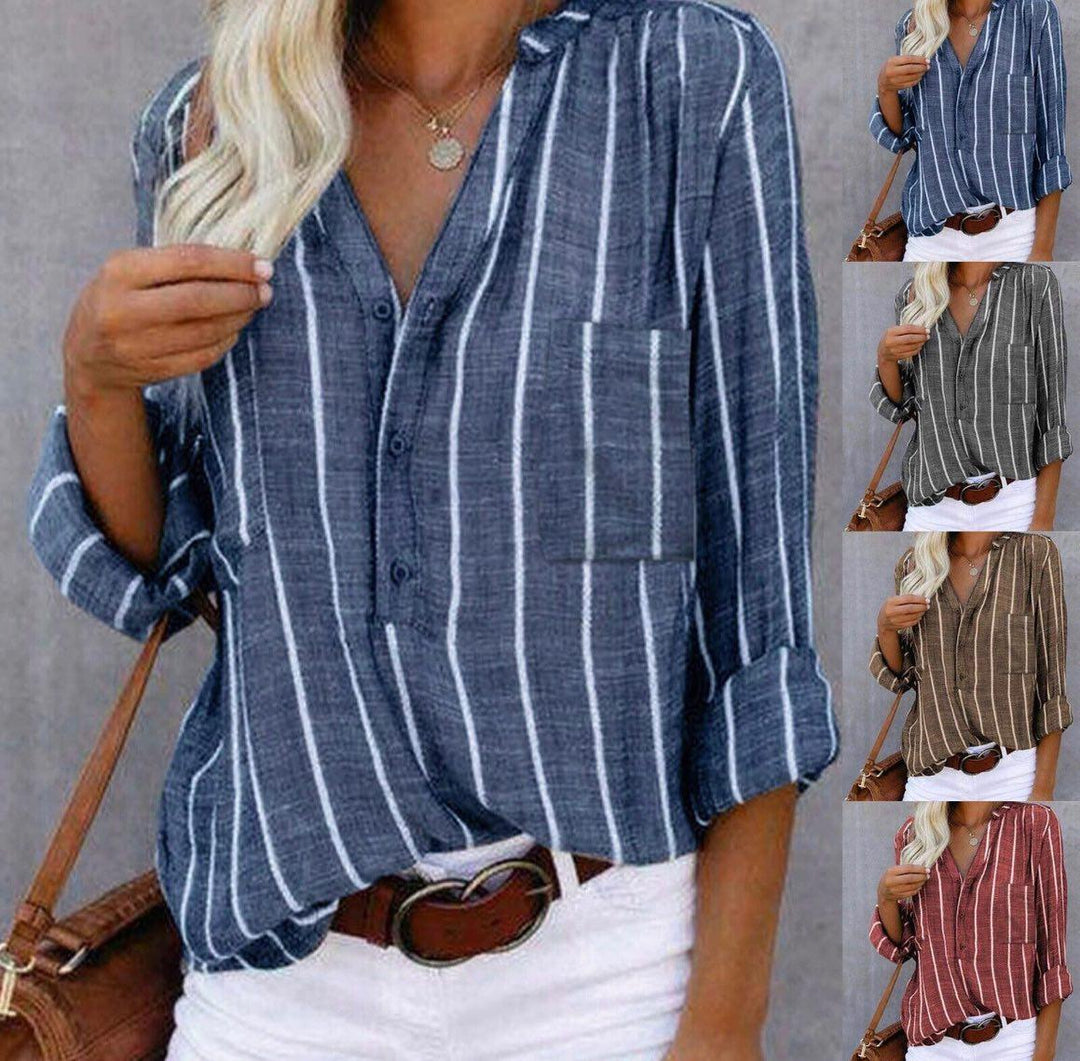 Brigitte™ | Elegant Striped Blouse
