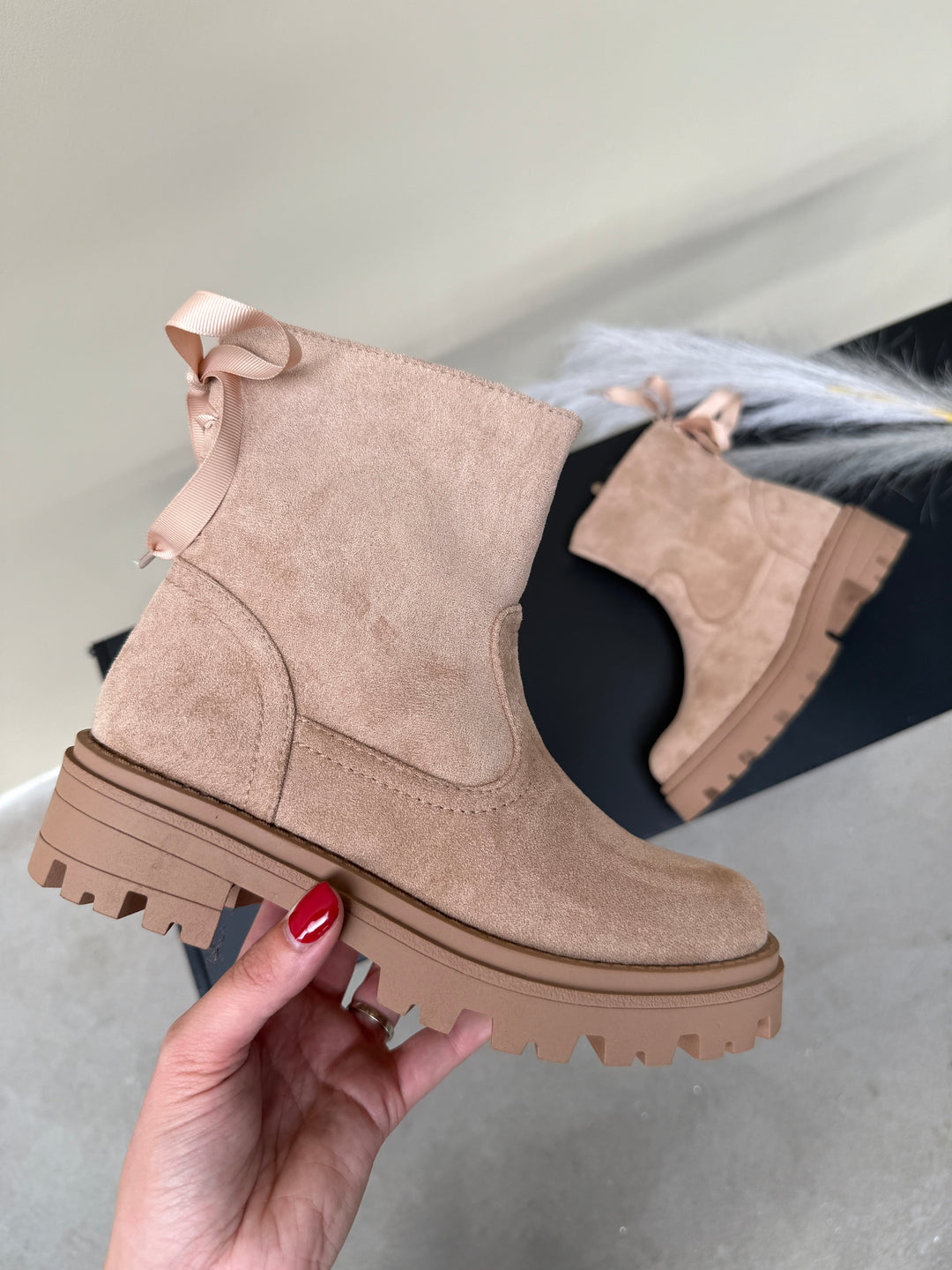 Bow Khaki Boots