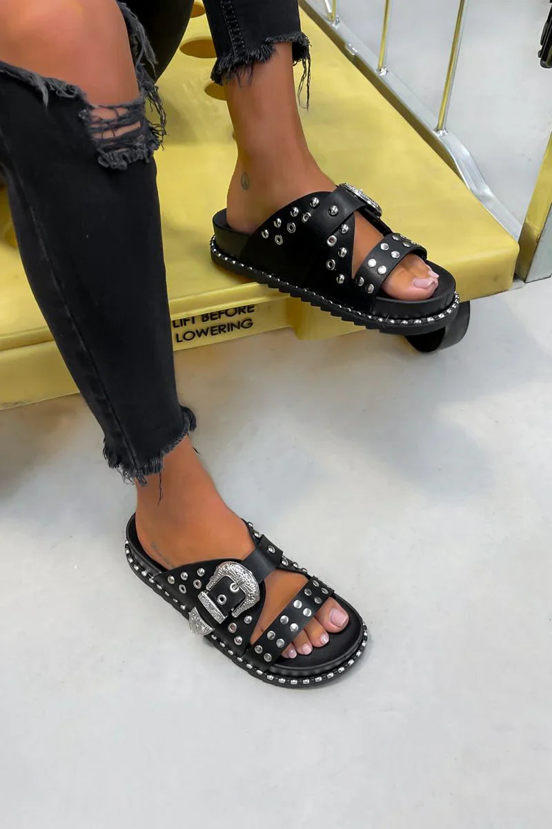 Marleen Black Slippers