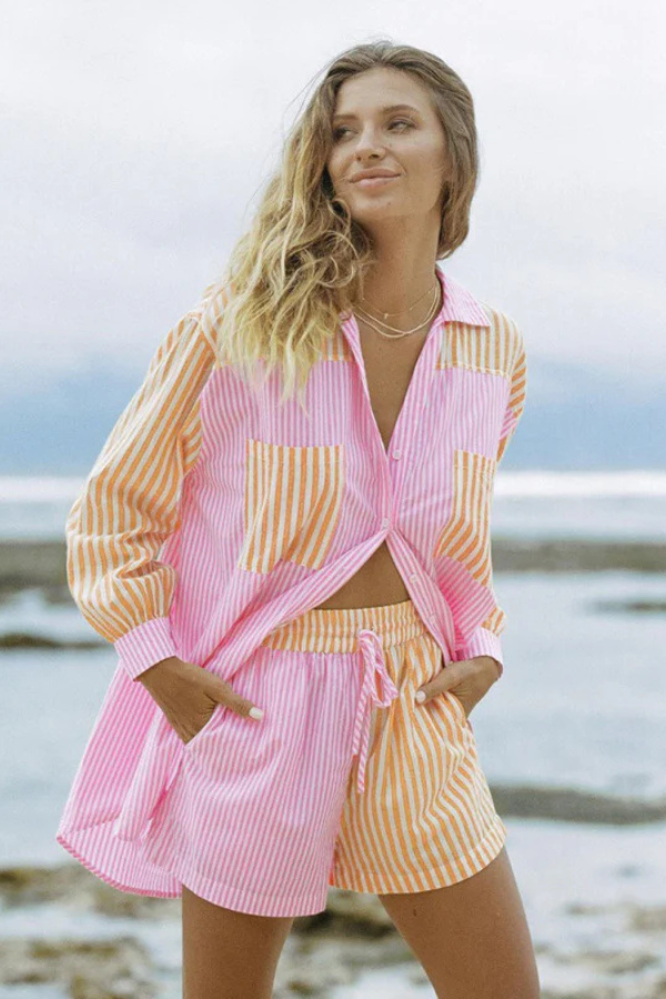 Charlotte - Summer Button Down Shirt and Short Set