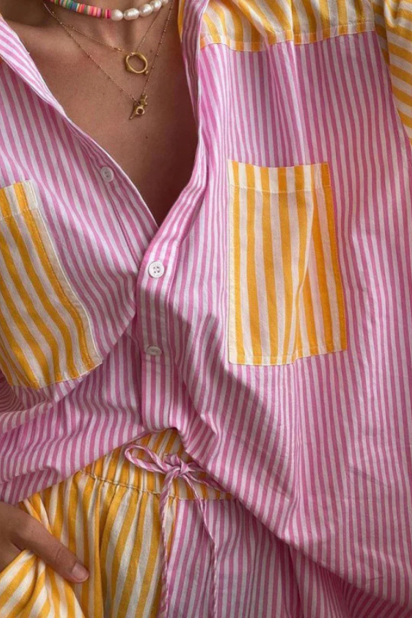 Charlotte - Summer Button Down Shirt and Short Set