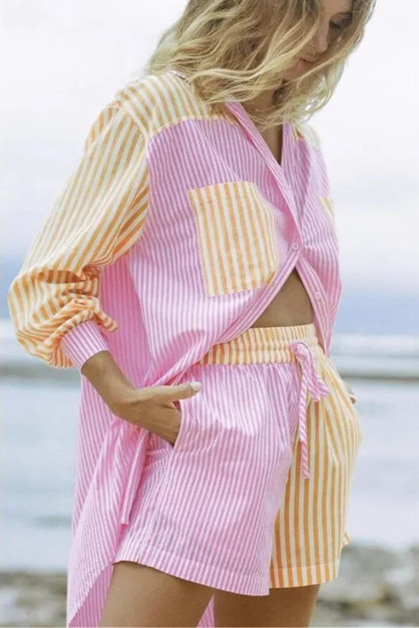 Charlotte - Summer Button Down Shirt and Short Set
