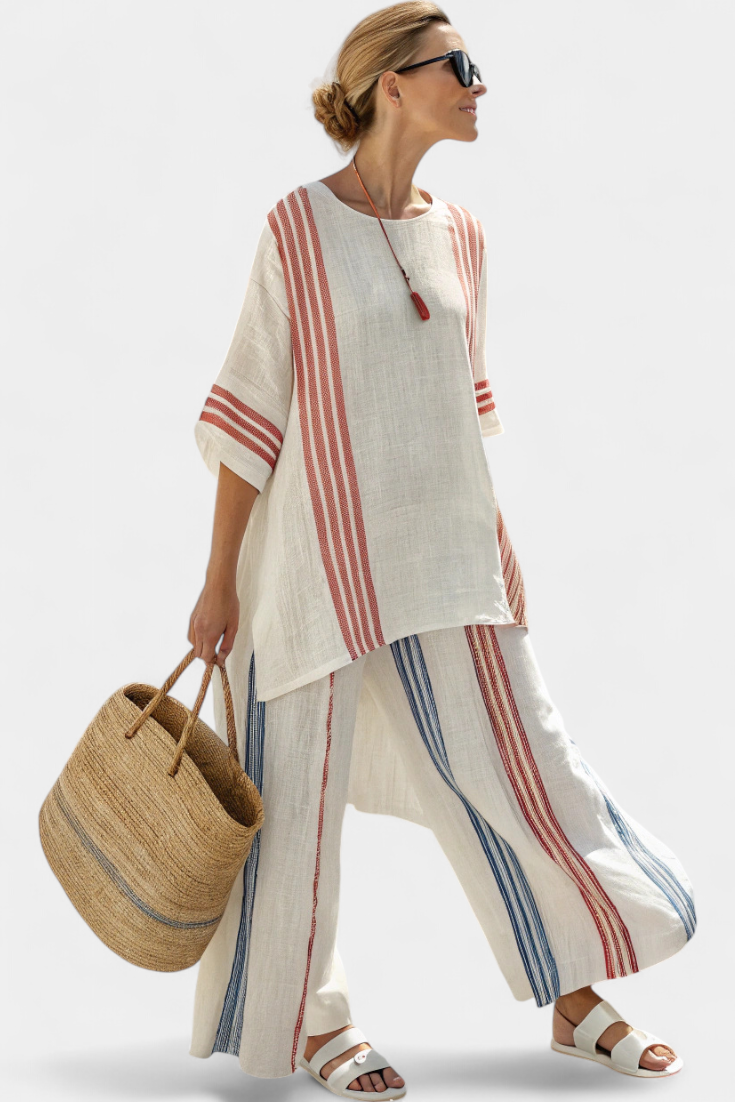 Mirthe | Airy two-piece set with stripes and oversized fit