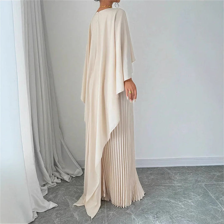 Tia I Flowing Pleated Batwing Sleeve Maxi Dress